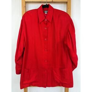 Vintage LGR Rayon Blend Button Down Two Pocket Long Sleeve Jacket Size 10